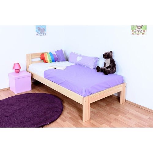 Kinderbett / Jugendbett Kiefer massiv Vollholz natur 74, inkl. Lattenrost - 100 x 200 cm (B x L)