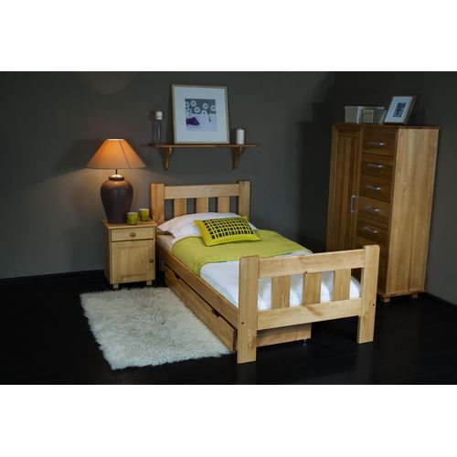 Kinderbett / Jugendbett Kiefer Vollholz massiv natur A22, inkl. Lattenrost - Abmessung 120 x 200 cm