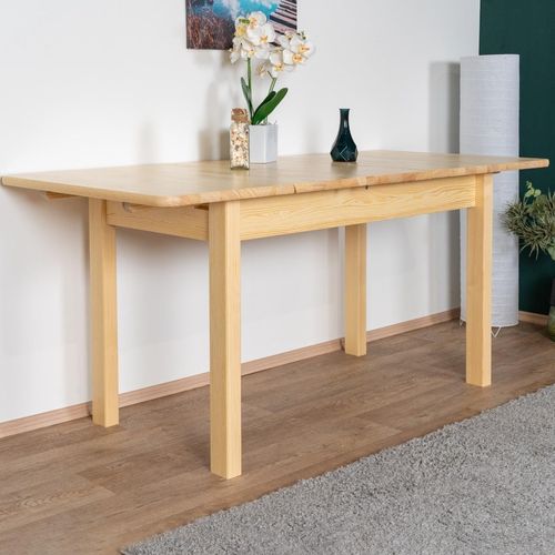 Massivholz Esstisch 80x140 cm Kiefer, Ausziehbar auf 170, Farbe: Natur