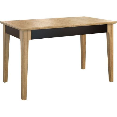 Tisch 130x80 cm Eiche teilmassiv, Ausziehbar auf 220 cm, Farbe: Eiche / Schwarz