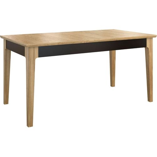 Tisch 160x90 cm Eiche teilmassiv, Ausziehbar auf 250, Farbe: Eiche / Schwarz