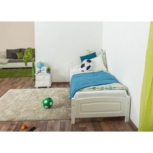 Kinderbett / Jugendbett Kiefer massiv Vollholz weiß lackiert 98, inkl. Lattenrost - Liegefläche 80 x 200 cm