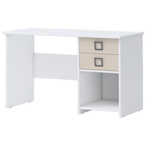 Schreibtisch 28, Farbe: Weiß / Creme - Abmessungen: 74 x 125 x 60 cm (H x B x T)