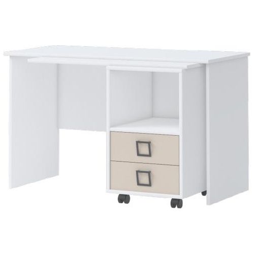 Schreibtisch 29, Farbe: Weiß / Creme - Abmessungen: 76 x 125 x 60 cm (H x B x T)