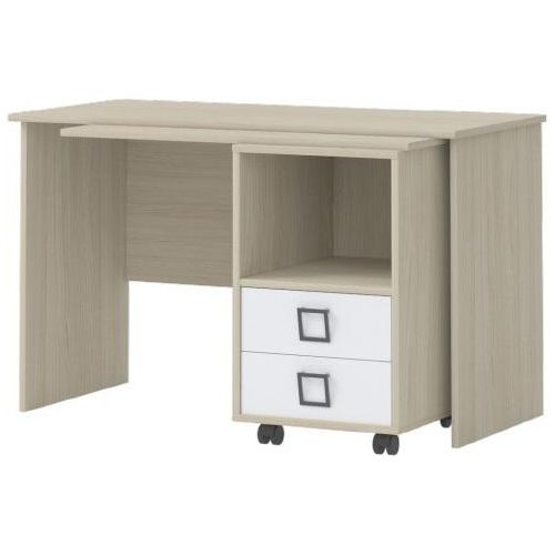 Schreibtisch 29, Farbe: Esche / Weiß - Abmessungen: 76 x 125 x 60 cm (H x B x T)