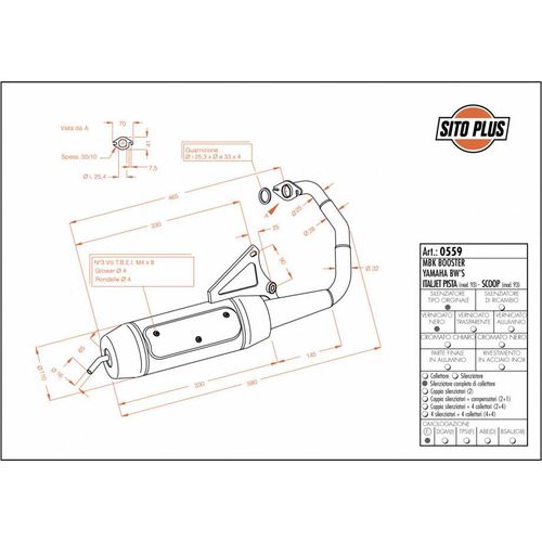 Auspuffanlage LeoVince Komplettanlage SITO PLUS mit Zulassung, Stahl für Italjet Pista / Scoop
