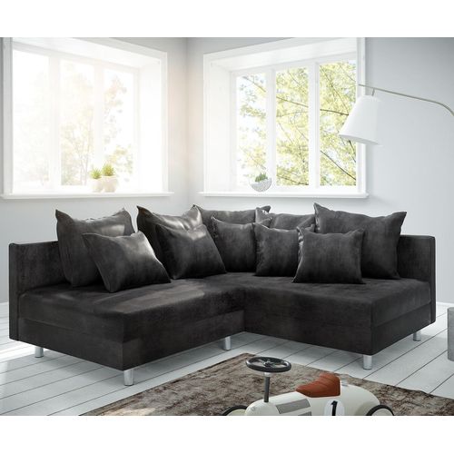 DELIFE Ecksofa Clovis Anthrazit Antik Optik Ottomane Rechts Modulsofa