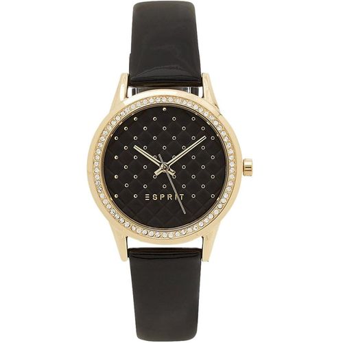 Esprit ES109572003U GOLD TONE Uhr Damenuhr Lederarmband schwarz