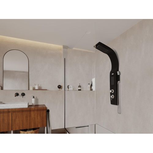 Massage Duschsäule - 20 x 132 cm - Schwarz - KOURBEA