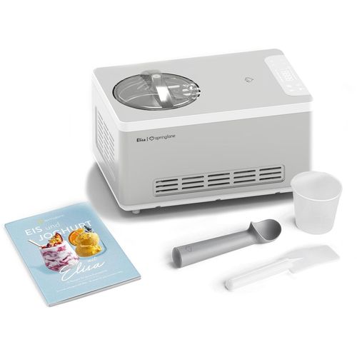 SPRINGLANE Eismaschine & Joghurtbereiter Elisa 2,0 L mit selbstkühlendem Kompressor 220 W, Edelstahl mit Kühl- und Heizfunktion, inkl. Rezeptheft