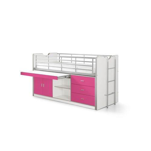 Hochbett Bonny, Weiß / Fuchsia