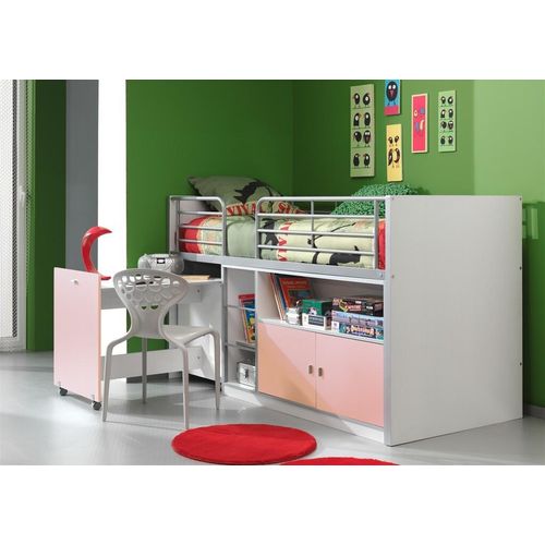 Kinderbett Ponny 90 x 200 cm Weiß / Rosa, Matratze:Soft