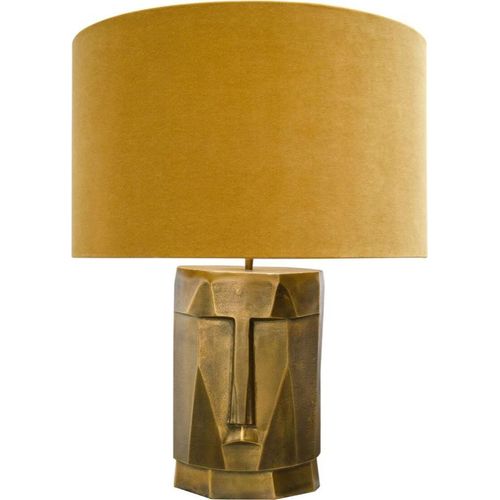 Casa Padrino Luxus Tischlampe in antik messing mit ockerfarbenen Lampenschirm 60,5 x H. 75 cm - Hotel Restaurant Lampen