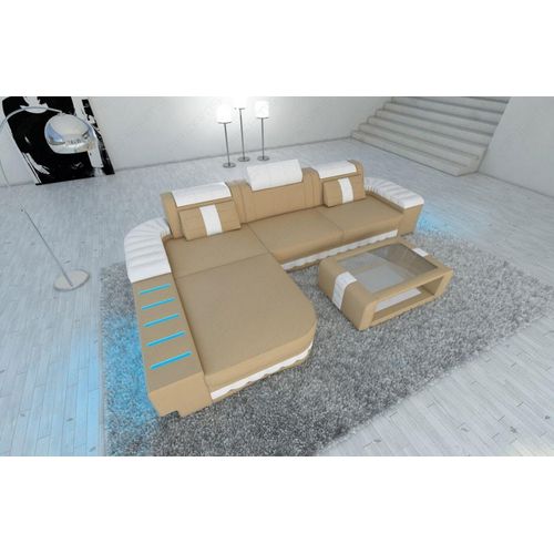 Ecksofa Bellagio als Ledersofa mit LED Premium Kunstleder