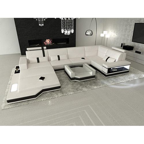 Ledersofa Messana Mini U Form echtes Büffelleder