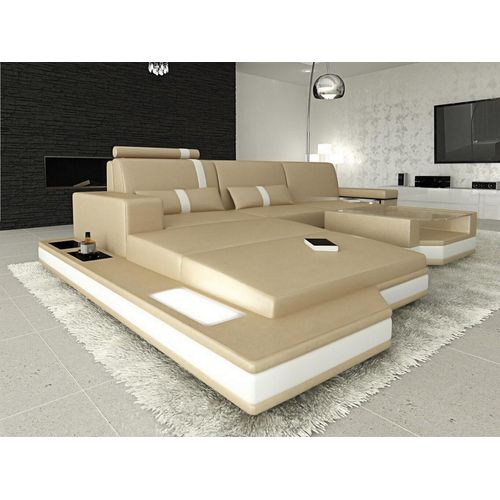 Ledersofa Messana L Form Mini echtes Büffelleder