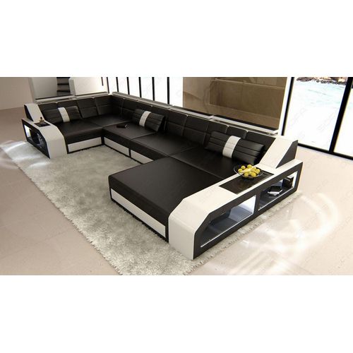 Leder Wohnlandschaft Arezzo Sofa mit LED Echtleder