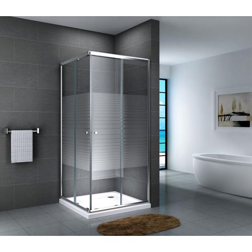 Glasdusche Werra Set 5 cm 80 cm x 80 cm x 190 cm Gestreift Duschtasse:mit Duschtasse und Ablauf