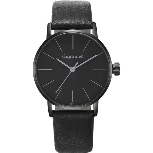 Gigandet Quarzuhr Edelstahl Lederband Schwarz Minimalism - G43-011