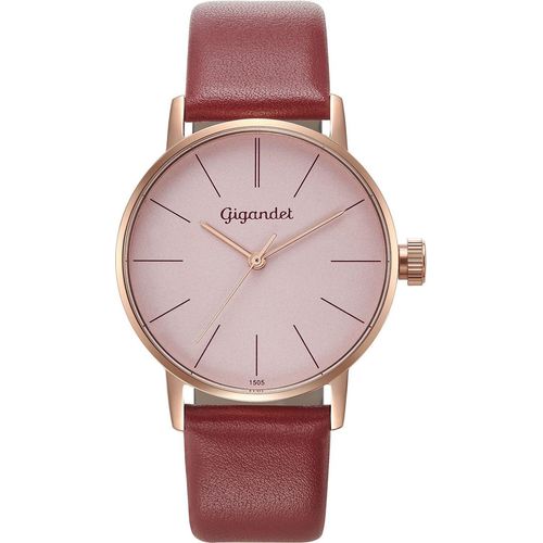 Gigandet Quarzuhr Edelstahl Lederband Rotgold Minimalism - G43-016