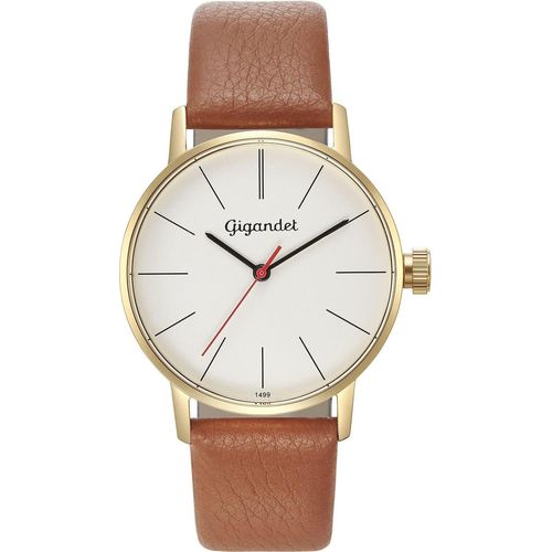 Gigandet Quarzuhr Edelstahl Lederband Gold Silber Minimalism - G43-010