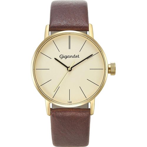 Gigandet Quarzuhr Edelstahl Lederband Gold Minimalism - G43-009