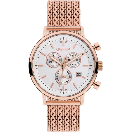 Gigandet Quarzuhr Chronograph Edelstahl Rotgold Silber Classico - G6-014