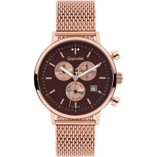 Gigandet Quarzuhr Chronograph Edelstahl Rotgold Braun Classico - G6-015