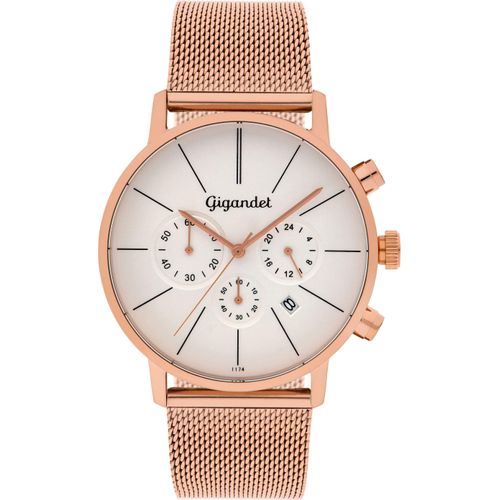 Gigandet Quarzuhr Chronograph Edelstahl Rotgold Silber Minimalism - G32-007