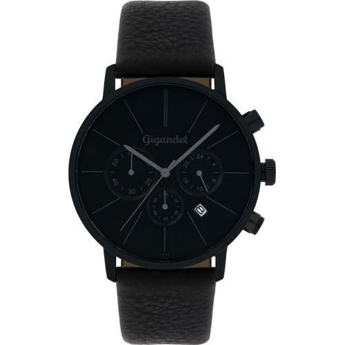 Gigandet Quarzuhr Chronograph Edelstahl Lederband Schwarz Minimalism - G32-004