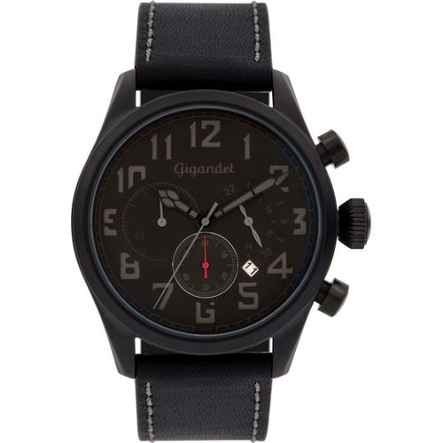 Gigandet Quarzuhr Chronograph Edelstahl Lederband Schwarz Interceptor - G4-007