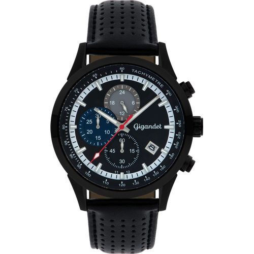Gigandet Quarzuhr Chronograph Edelstahl Lederband Schwarz Competition - G17-003