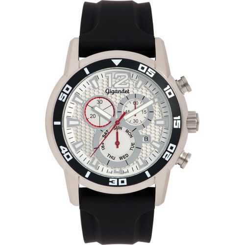Gigandet Quarzuhr Chronograph Edelstahl Silikonband Silber Weiß Speedbike - G14-004