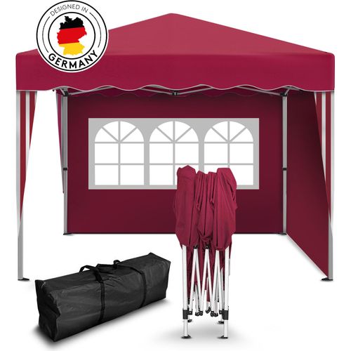 Kronenburg Faltpavillon 3x3m - Wasserfest, UV-Schutz 50+, 2 Seitenteile, rot