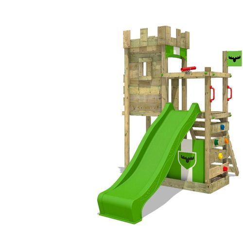 Fatmoose Spielturm Klettergerüst BoldBaron mit Rutsche – apfelgrün
