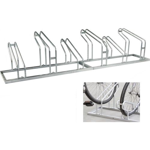 Fahrradständer für 6 Fahrräder höhenversetzt 210 x 45 cm Stahl feuerverzinkt grau 2x3 Bodenparker Reihenparker