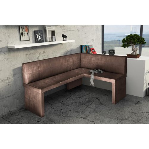 Eckbank Bank Küchenbank 168 x 128 cm -ROBIN L -Vintage Braun
