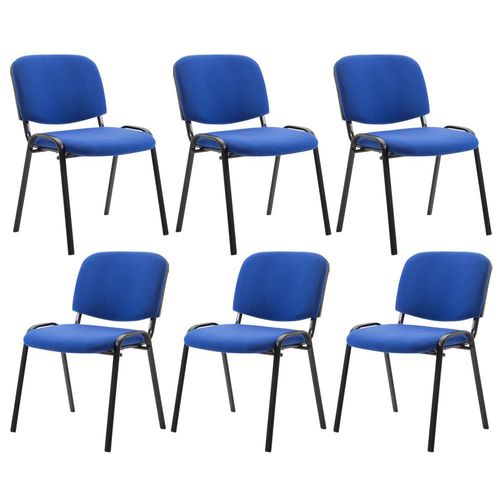 CLP 6er Set Besucherstuhl Ken Stoff stapelbar und mit robustem Metallgestell,blau