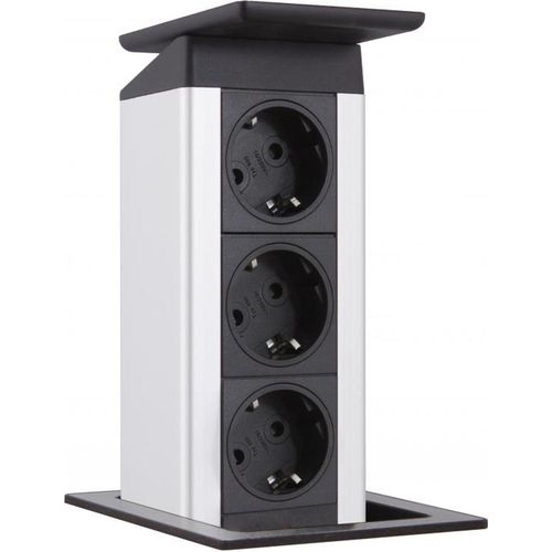 Edelstahl Einbausteckdose Evoline PortPush, 3-fach Küchensteckdose