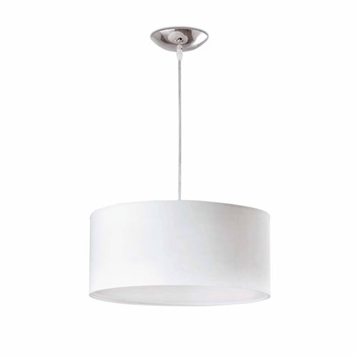 Hängeleuchte SEVEN 400 E27 15W Stahl mattweiß, Textil Weiß H:118cm Ø40cm dimmbar