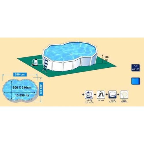 Stahl Schwimmbad 500 x 340 x 120 cm