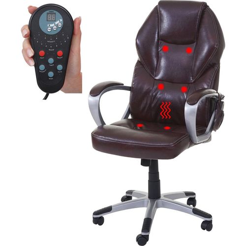 Massage-Bürostuhl MCW-A69, Drehstuhl Chefsessel, Heizfunktion Massagefunktion Kunstleder bordeaux