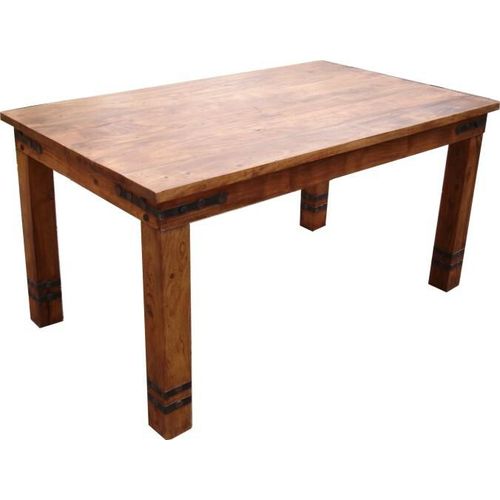 Kolonialstil-Esstisch R509 Hell mit Beschlag - Modell 5, Braun, Holz, Länge: 220 cm