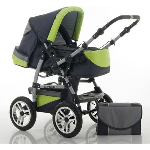 Kinderwagen-Set Flash 2 in 1 in Grau-Grün - 14 Teile - in 18 Farben erhältlich