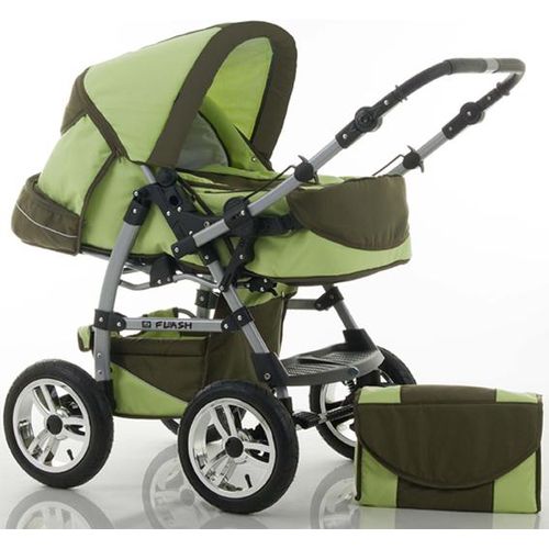 Kinderwagen-Set Flash 2 in 1 in Pistazie-Olive - 14 Teile - in 18 Farben erhältlich