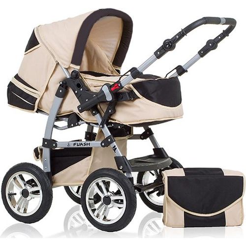 Kinderwagen-Set Flash 2 in 1 in Sand-Schwarz - 14 Teile - in 18 Farben erhältlich
