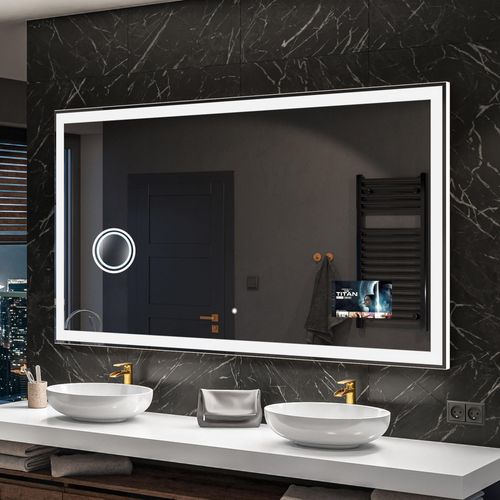 Artforma Badspiegel SMART 160x60 cm - mit LED Beleuchtung - LED Farbe Kaltweiß 7000K - Individuell Nach Maß - Beleuchtet Wandspiegel Lichtspiegel Badezimmerspiegel | Lichtschalter: Touch Schalter |SLED001 Image