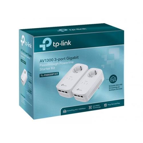 TP-Link TL-PA8030P KIT 1300Mbit/s, 6x Gigabit Ports, Passthrough Steckdose Powerline Adapter Set