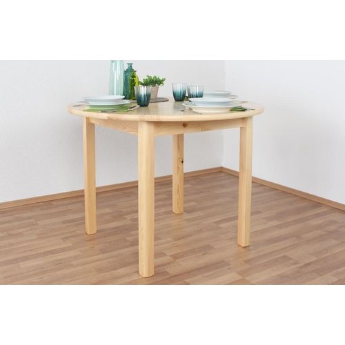 Massiver Kieferntisch Natur 100x100x75 cm, 2 cm Tischplattenstärke