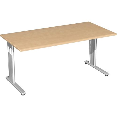 C-Fuß Flex Schreibtisch, gerade, verschiedene Größen und Farben, Farbe Nachbildung:Buche, Größe Tischplatte:180 x 80 cm